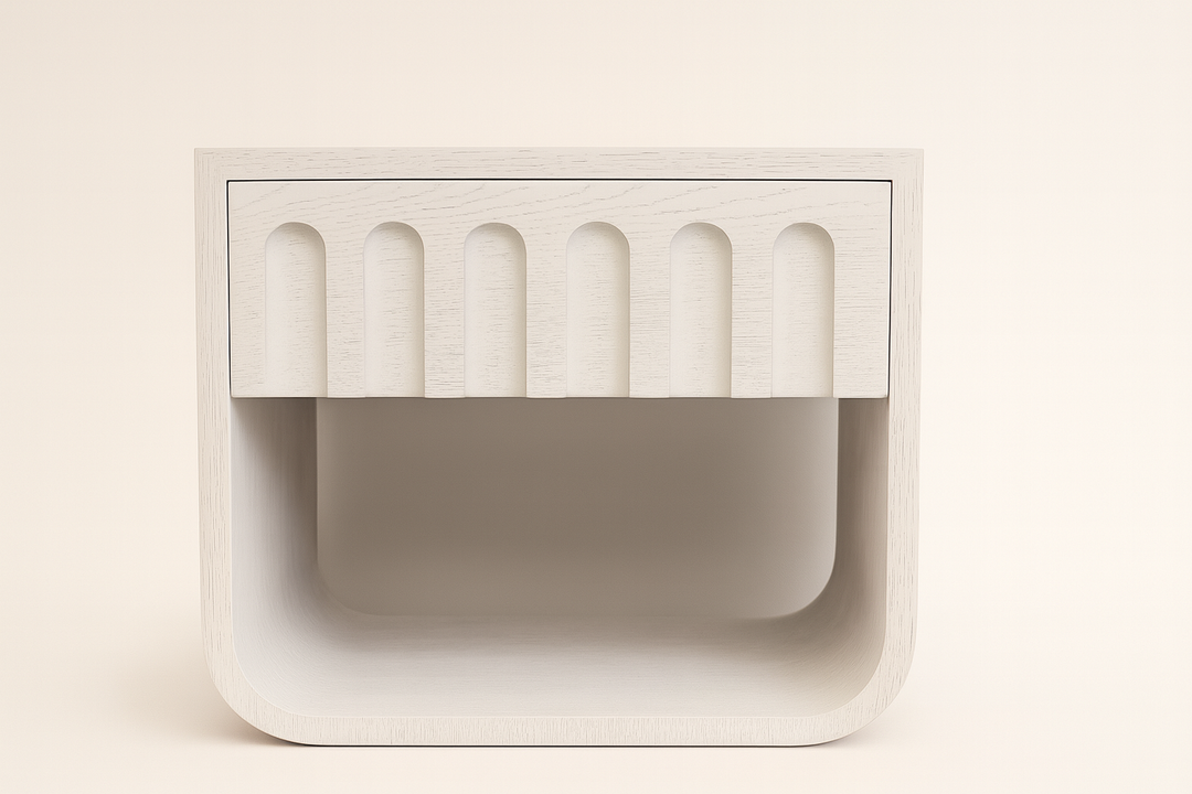 White Oak Bedside table, Brillo Life Freddie. 